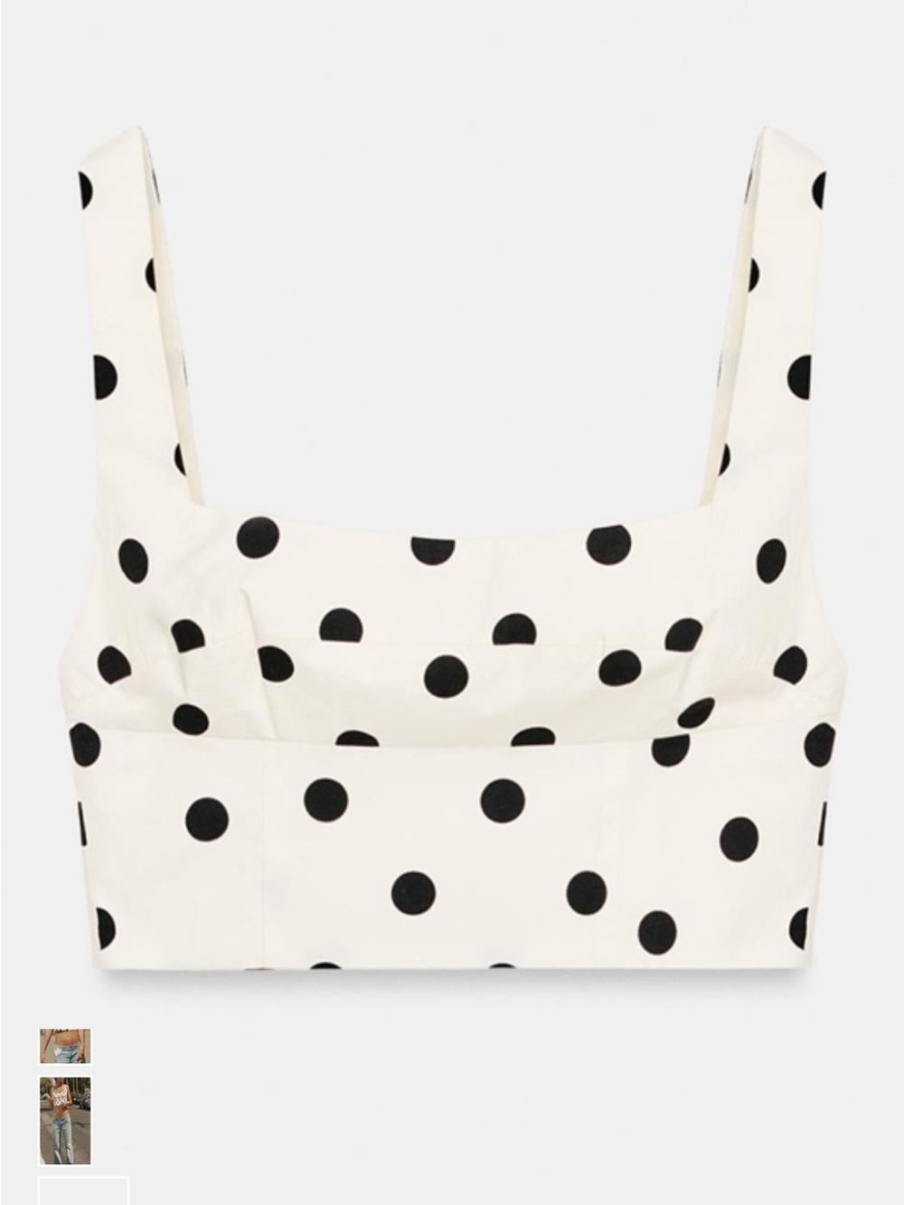 Zara White Polka Dot Square Neck Crop Top